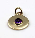 Genuine 9ct Genuine Yellow, Rose or White Gold 12mm Cabochon Purple Amethyst Disc round circle pendant