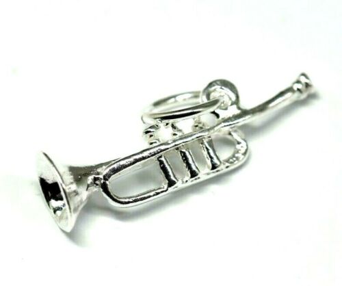 Genuine Sterling Silver 925 Trumpet Pendant Or Charm