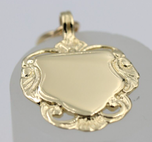 Genuine Solid 9K 9ct Yellow, Rose and White Gold Shield FOB Pendant