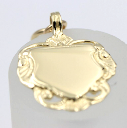 Genuine Solid 9K 9ct Yellow, Rose and White Gold Shield FOB Pendant