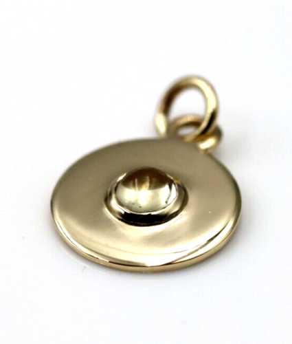 Genuine 9ct Genuine Yellow, Rose or White Gold 12mm Cabochon Citrine Disc round circle pendant