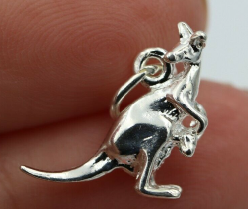 Sterling Silver Small Australian Kangaroo & Joey Charms or Pendant