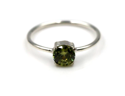 Size P August Birthstone Sterling Silver Green Peridot Ring