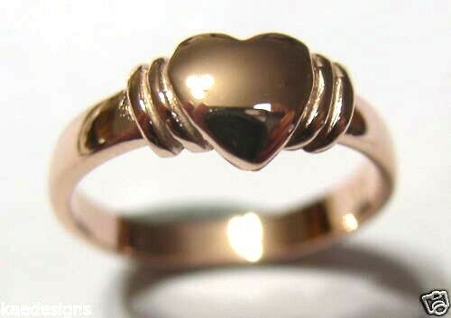 Kaedesigns, 375 New Genuine 9ct Yellow, Rose or White Gold Heart Signet Ring Item 280