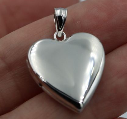 Sterling Silver 20mm Plain Memorial Heart Brushed/Polished Locket