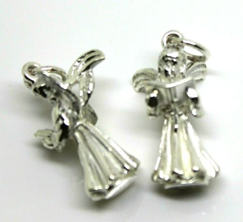 Sterling Silver 925 Singing Praying Wings Angel Pendant Charm