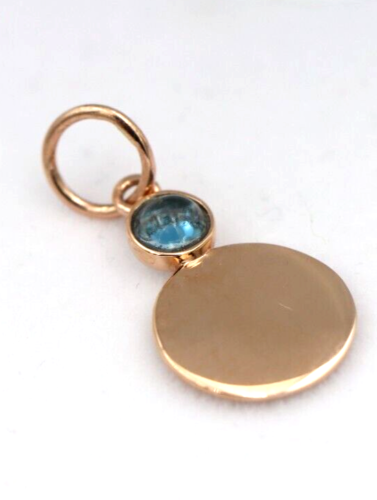 9ct Genuine Yellow, Rose or White Gold 11mm Cabochon Topaz Filigree Disc Round Circle Pendant