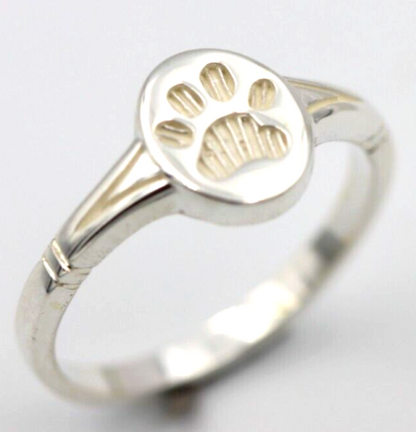 Genuine Size N Sterling Silver Dog / Animal Signet Paw Ring