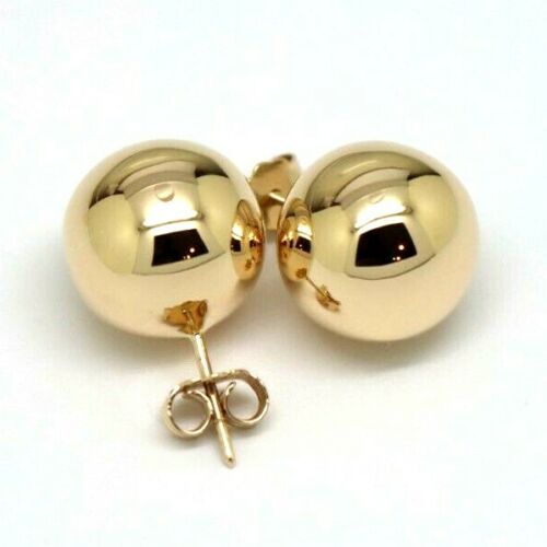 Genuine 9ct 9K Solid Yellow, Rose or White Gold 14mm Stud Ball Earrings