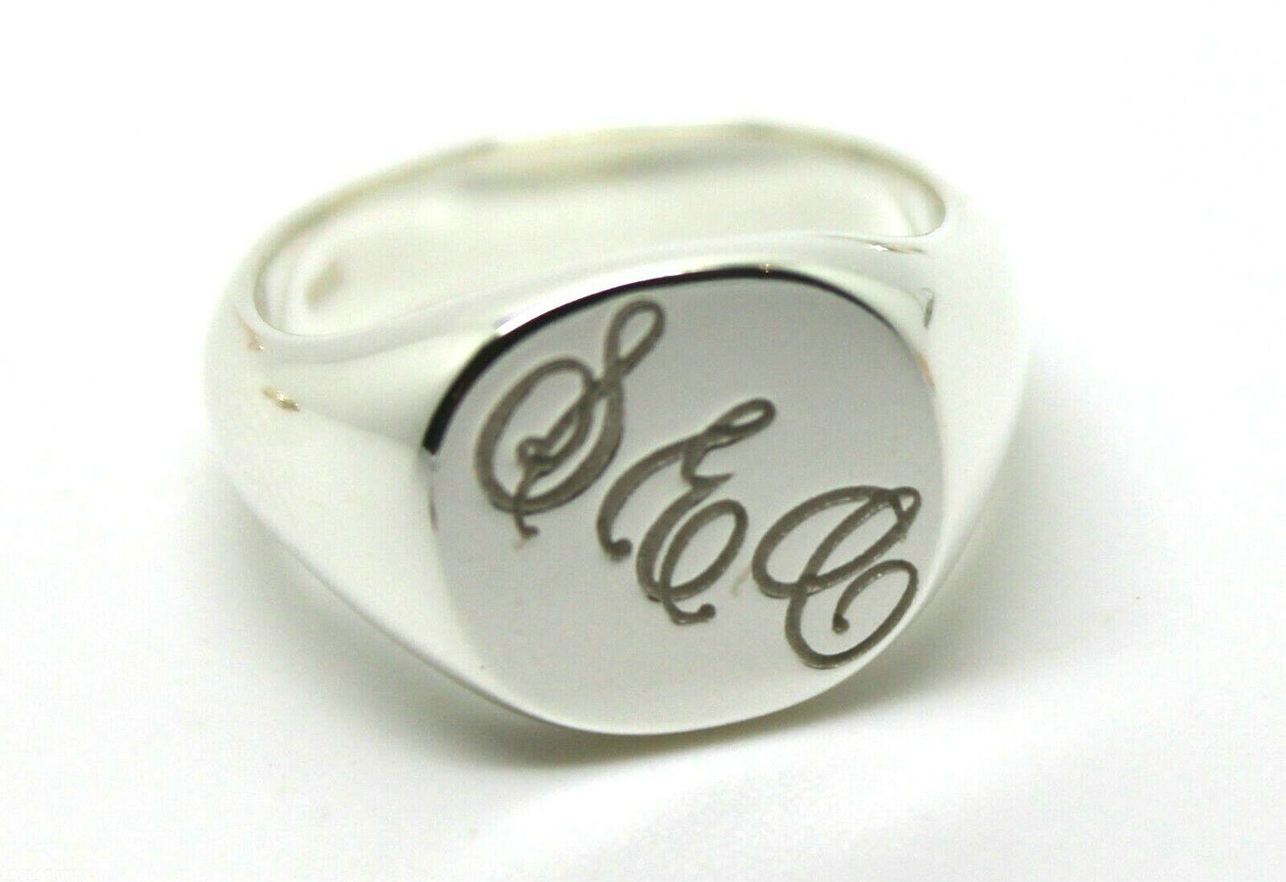 Genuine Solid New Sterling Silver Oval Signet Ring Engraved With Your Initials.