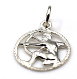 Genuine New Sterling Silver 14.5mm Round Cut Out Zodiac Pendant - All star signs available