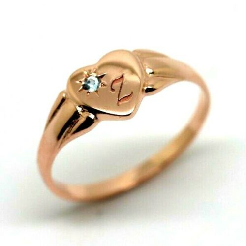 9ct Rose Gold Heart Topaz Birthstone November Signet Ring + Engraving