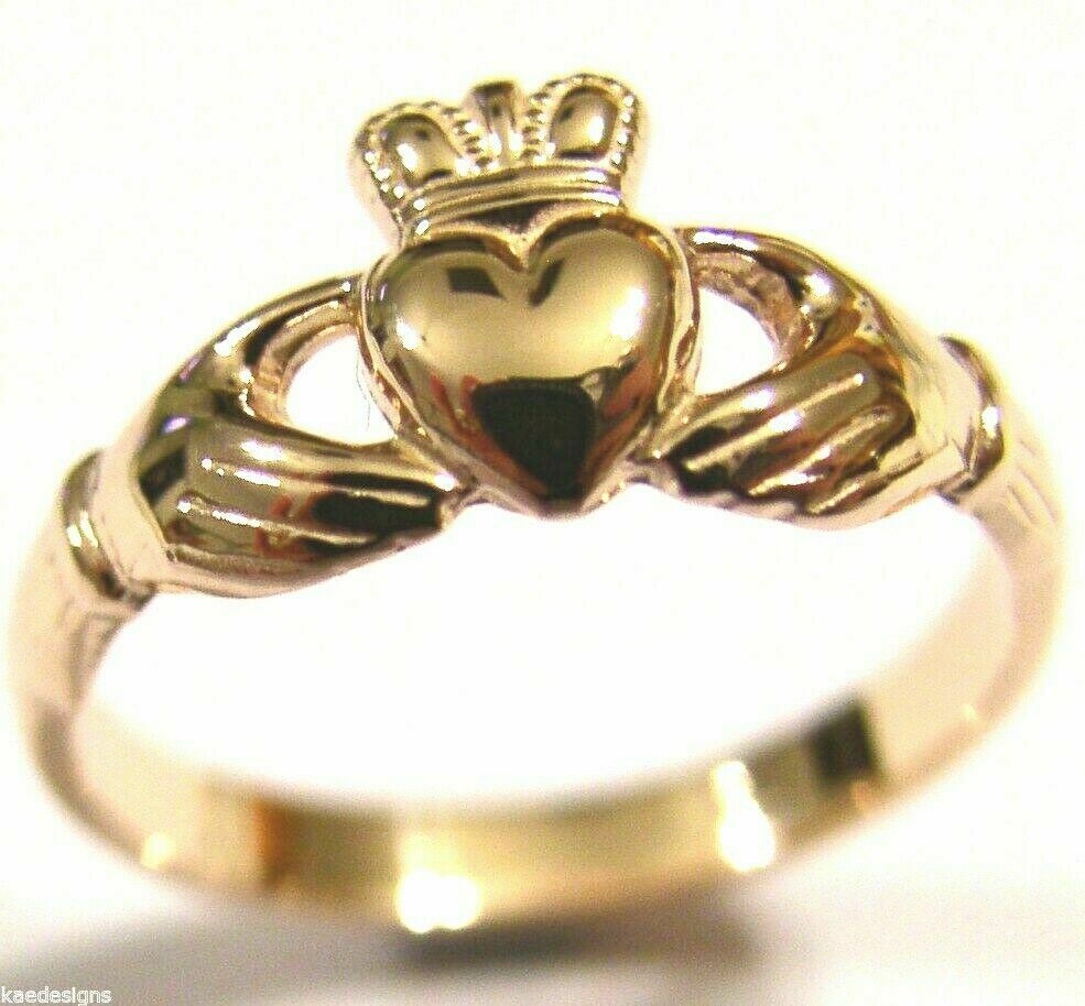 Genuine 9ct 375 Solid Yellow, Rose or White Gold Claddagh Celtic Friendship Ring In Your