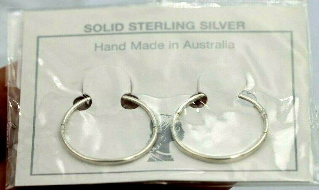 Genuine New Sterling Silver Sleepers Hinged Earrings Plain 20mm