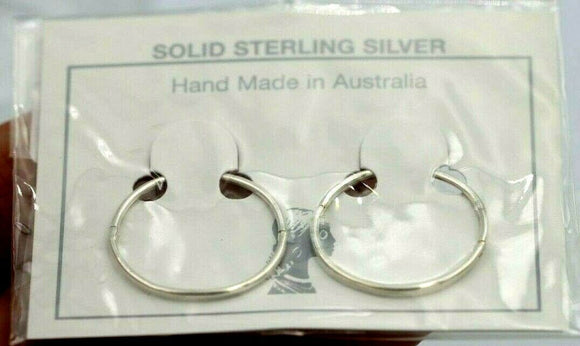 Genuine New Sterling Silver Sleepers Hinged Earrings Plain 20mm *Free post in oz