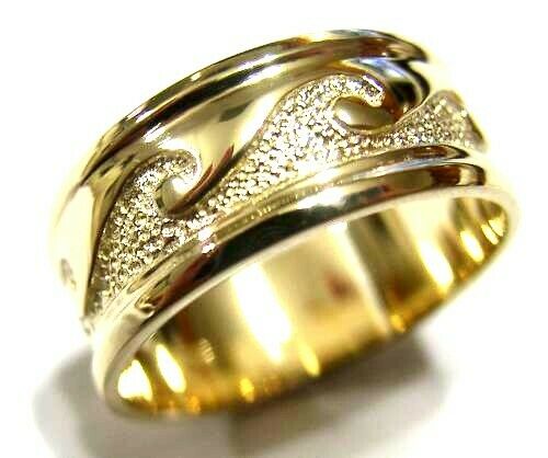 Kaedesigns New Genuine Solid 9ct 9kt Yellow, Rose or White Gold Mens Surf Wave Ring Size X 258