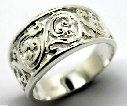 Size R Kaedesigns Genuine 9ct Full Solid Wide Yellow, Rose Or White Gold Filigree Flower Swirl Ring 336