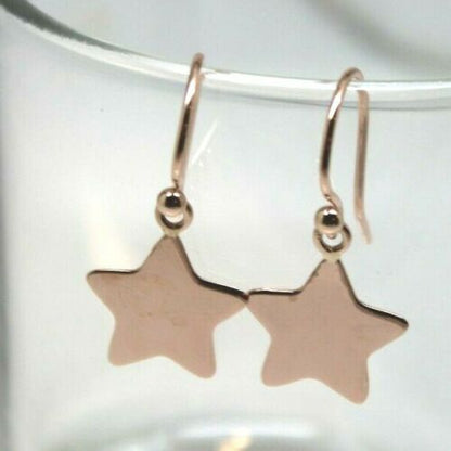 Genuine 9ct 9k Yellow, Rose or White Gold Dangle Star Disc Earrings