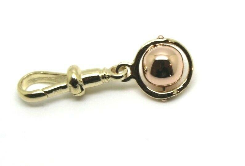 Genuine 9ct Rose & Yellow Gold 8mm Full Ball Drop Pendant With Swivel Clasp