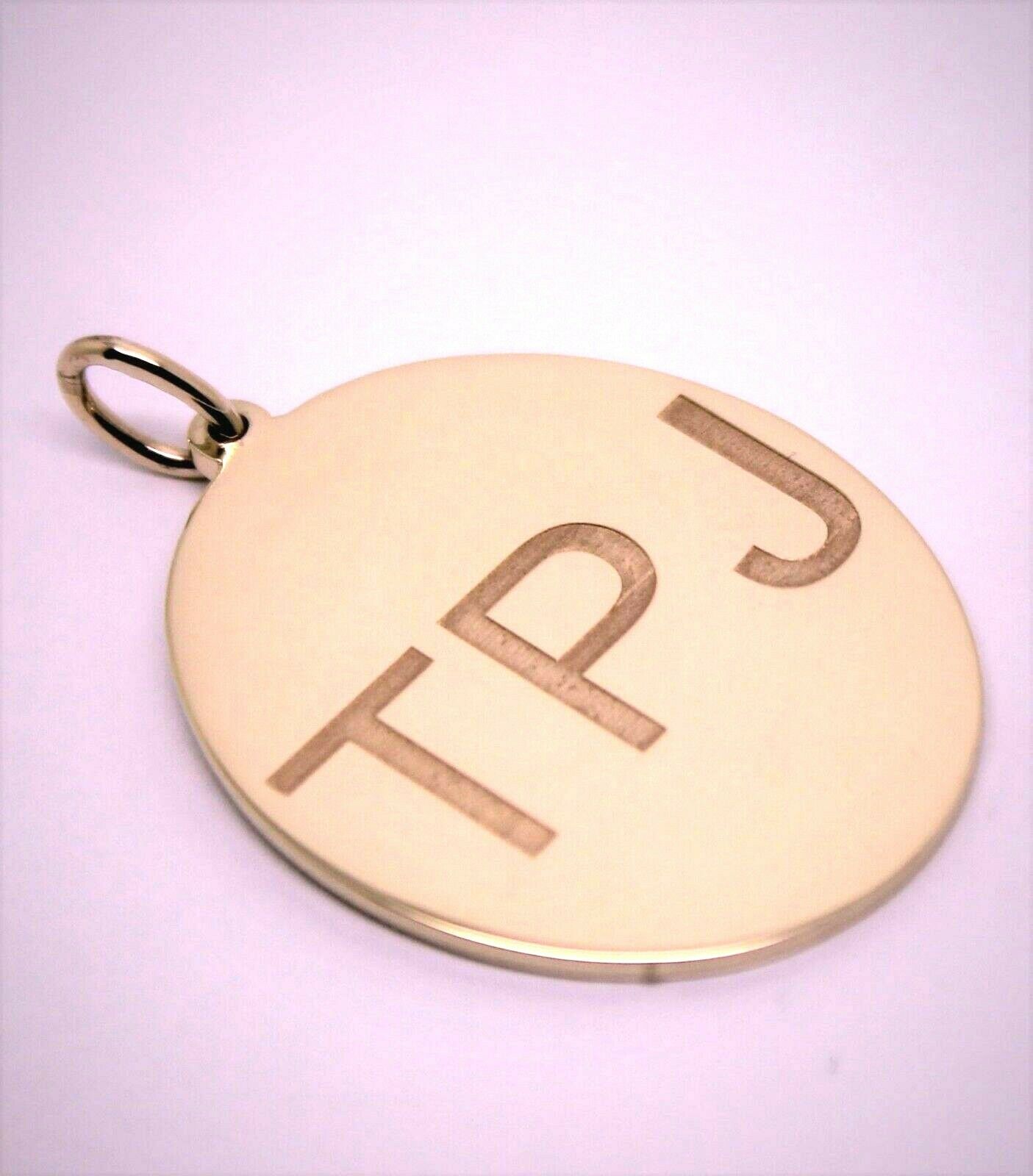 Solid Genuine 9ct 9k Yellow, Rose or White Gold Oval Shield Pendant Engraved With Your Initials