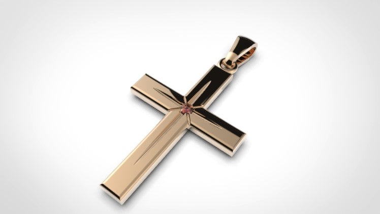 Kaedesigns New Large Heavy Ruby Set 9ct 9k 375 Yellow, Rose or White Gold Cross Crucifix Pendant