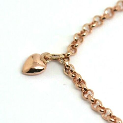 Genuine 9ct Solid Yellow or Rose Gold 25cm Belcher Anklet + 3 heart charms