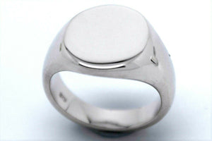 Full Solid Heavy New 9ct 9k White Gold Oval Signet Ring Size I 1/2 -Free post