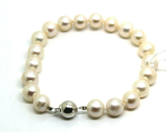 Freshwater 8mm pearl bracelet + sterling silver clasp 19cm